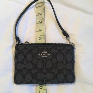 Corner Zip Signature Canvas Black Wristlet Wallet